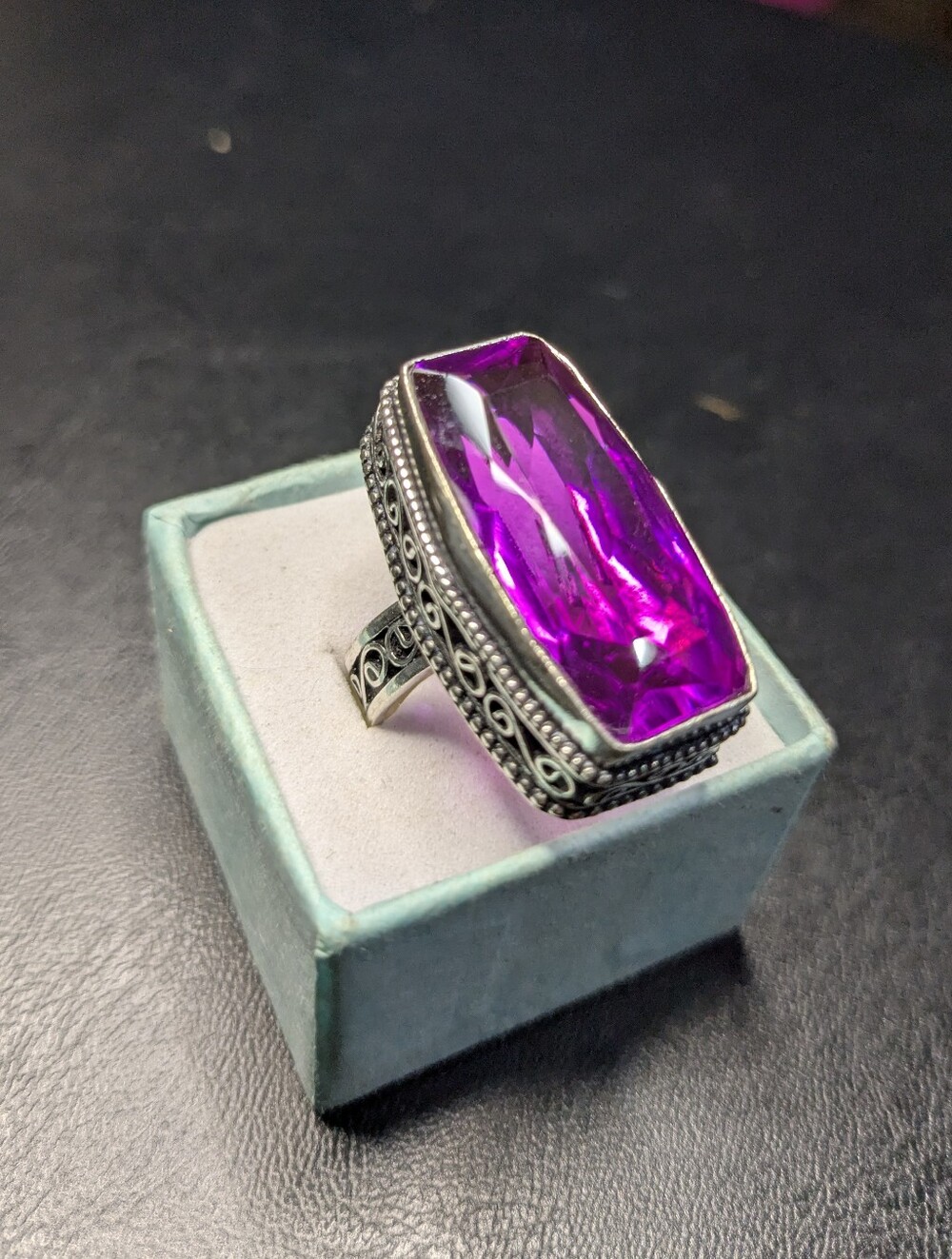 Handcrafted Kunzite Oversized Rectangular Ring  (6.5 & 8)